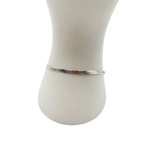 Sterling Silver Herringbone Chain Bracelet .925 Italy Stamped Vintage 7.5" READ - Picture 1 of 5